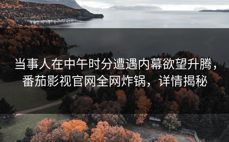 当事人在中午时分遭遇内幕欲望升腾，番茄影视官网全网炸锅，详情揭秘