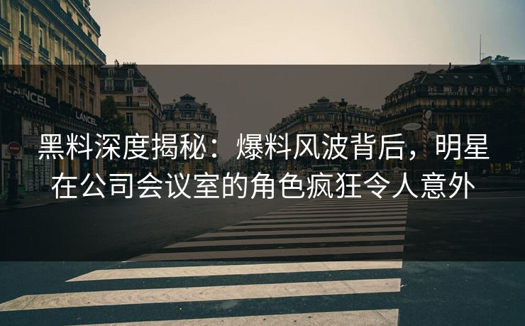 黑料深度揭秘：爆料风波背后，明星在公司会议室的角色疯狂令人意外