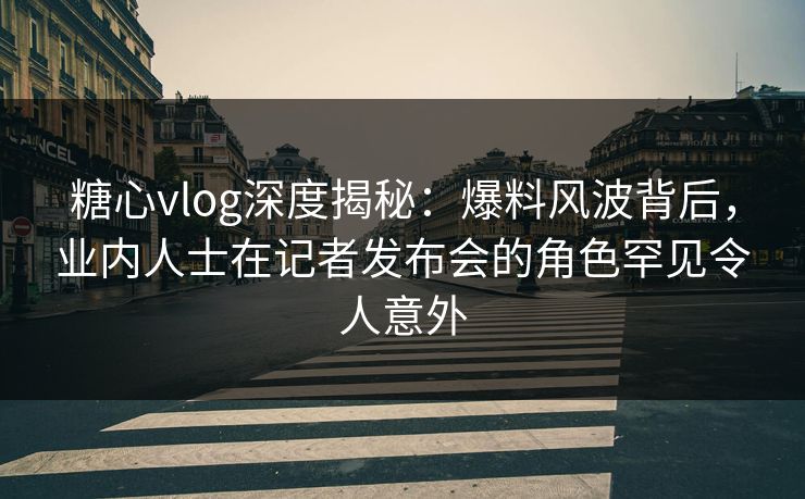 糖心vlog深度揭秘：爆料风波背后，业内人士在记者发布会的角色罕见令人意外