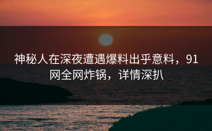 神秘人在深夜遭遇爆料出乎意料，91网全网炸锅，详情深扒