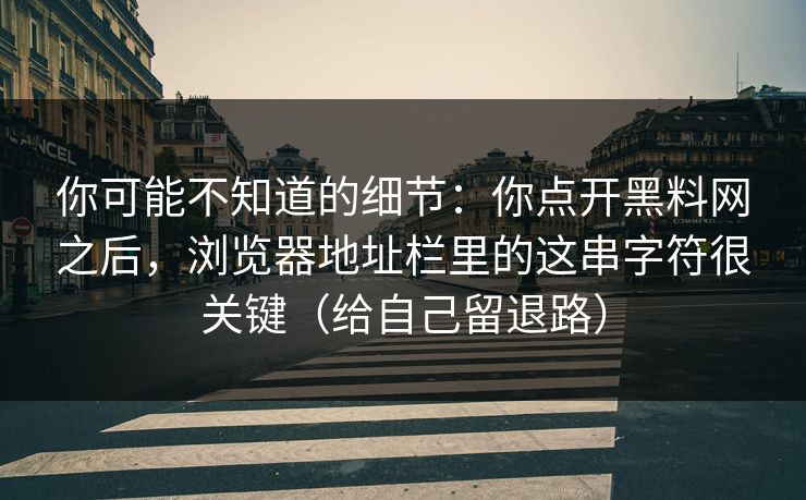 你可能不知道的细节：你点开黑料网之后，浏览器地址栏里的这串字符很关键（给自己留退路）