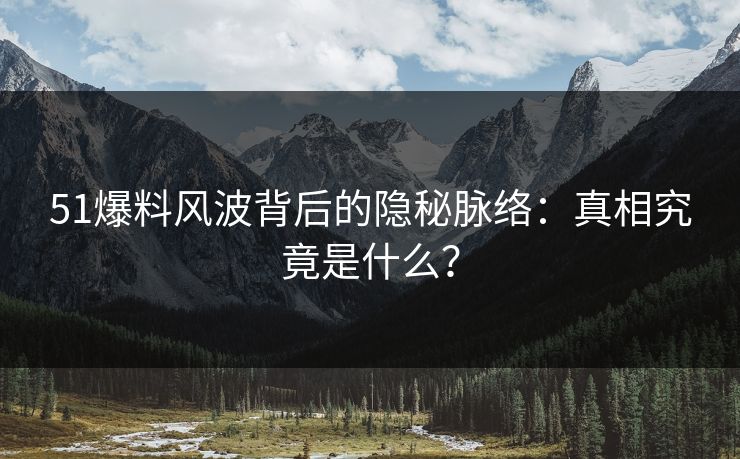 51爆料风波背后的隐秘脉络：真相究竟是什么？