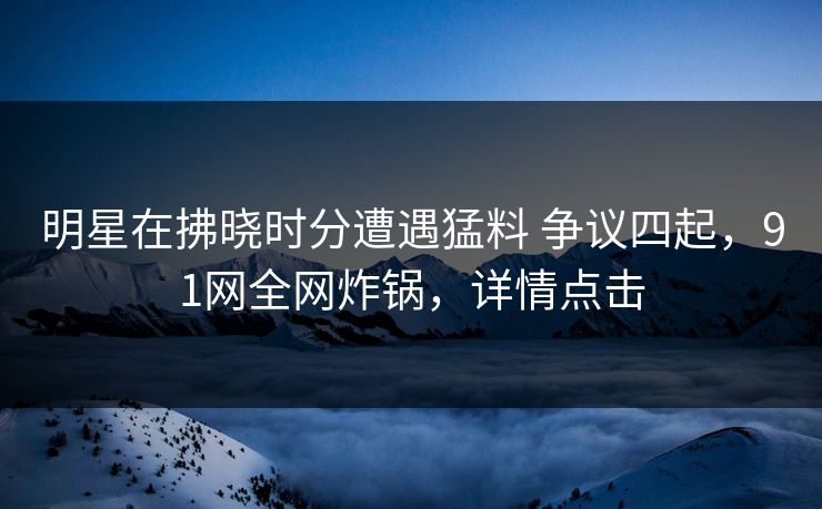 明星在拂晓时分遭遇猛料 争议四起,91网全网炸锅,详情点击 明星在拂晓时分遭遇猛料 争议四起,91网全网炸锅,详情点击